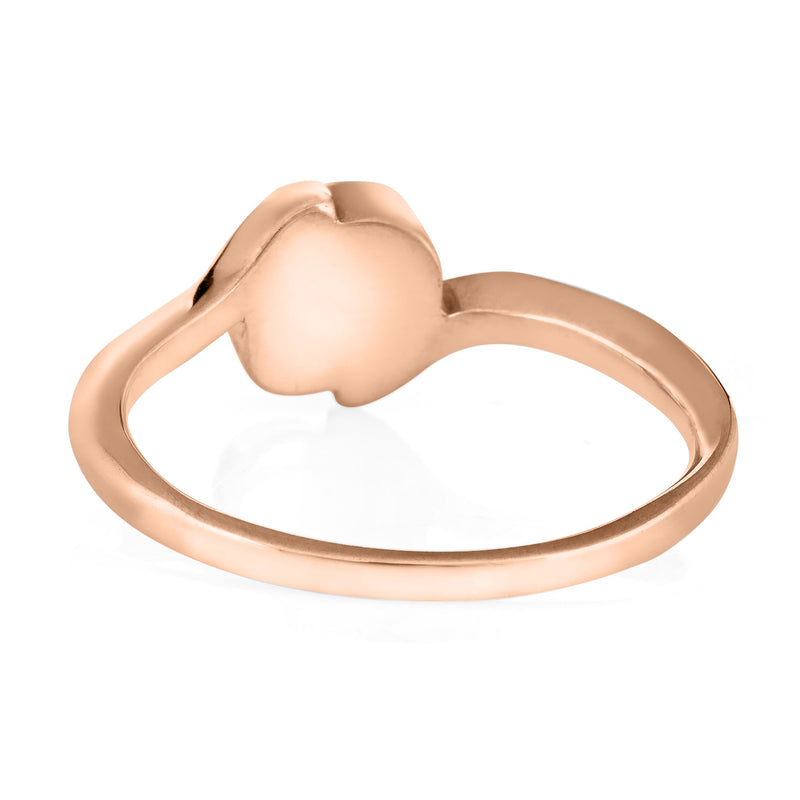 This photo shows the Tilted Oval Ashes Ring designed by close by me jewelry in 14K Rose Gold from the back