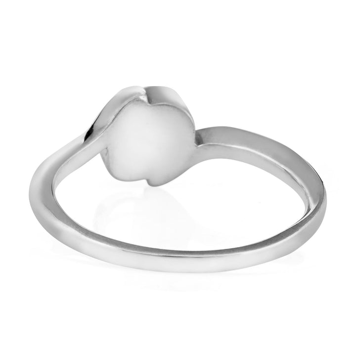 This photo shows close by me jewelry's Tilted Oval Ashes Ring in Sterling Silver from the back
