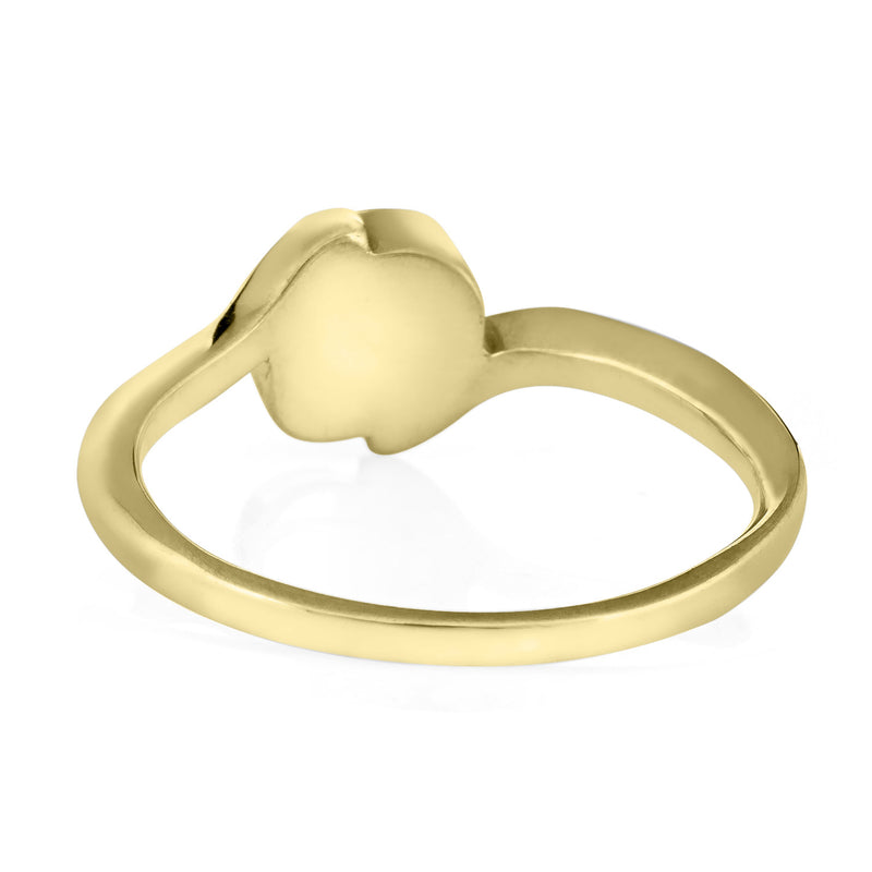 This photo shows the Tilted Oval Ring with Cremated Remains in 14K Yellow Gold, designed by close by me jewelry, from the back