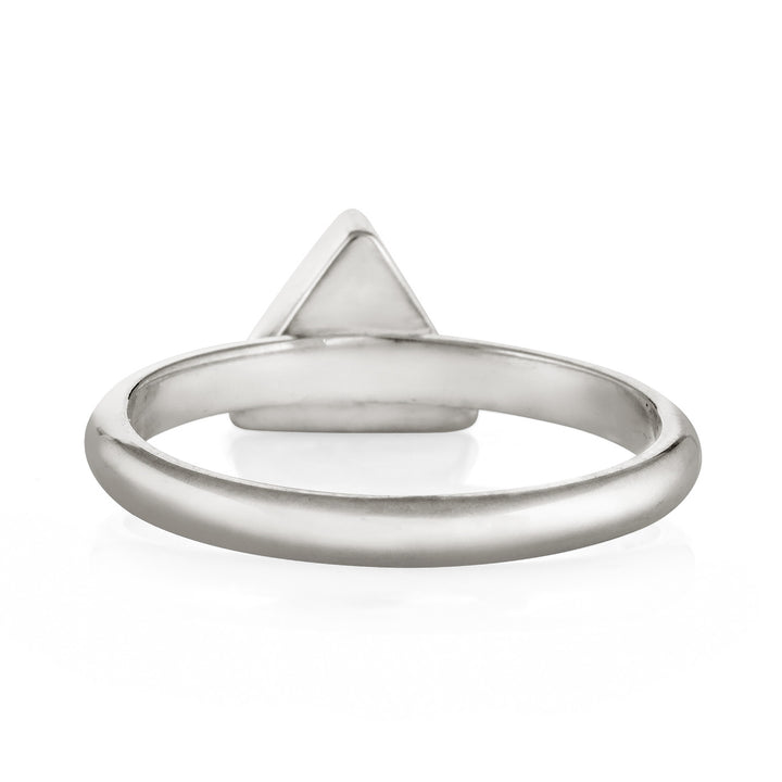 This photo shows the Sterling Silver Triangle Stacking Cremation Ring designed by close by me jewelry from the back
