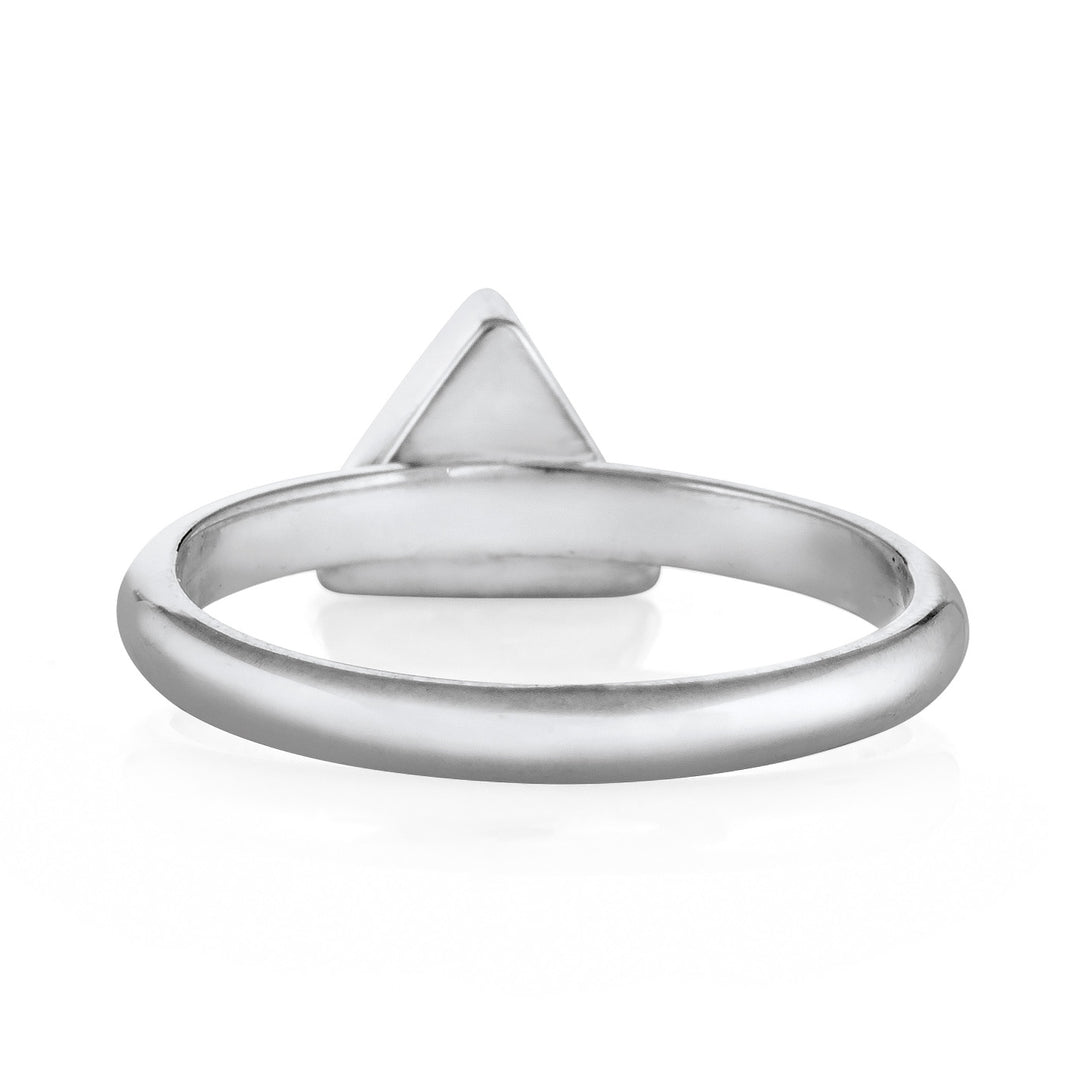 Pictured here is the Triangle Ashes Stacking Ring designed in 14K  White Gold by close by me jewelry from the back
