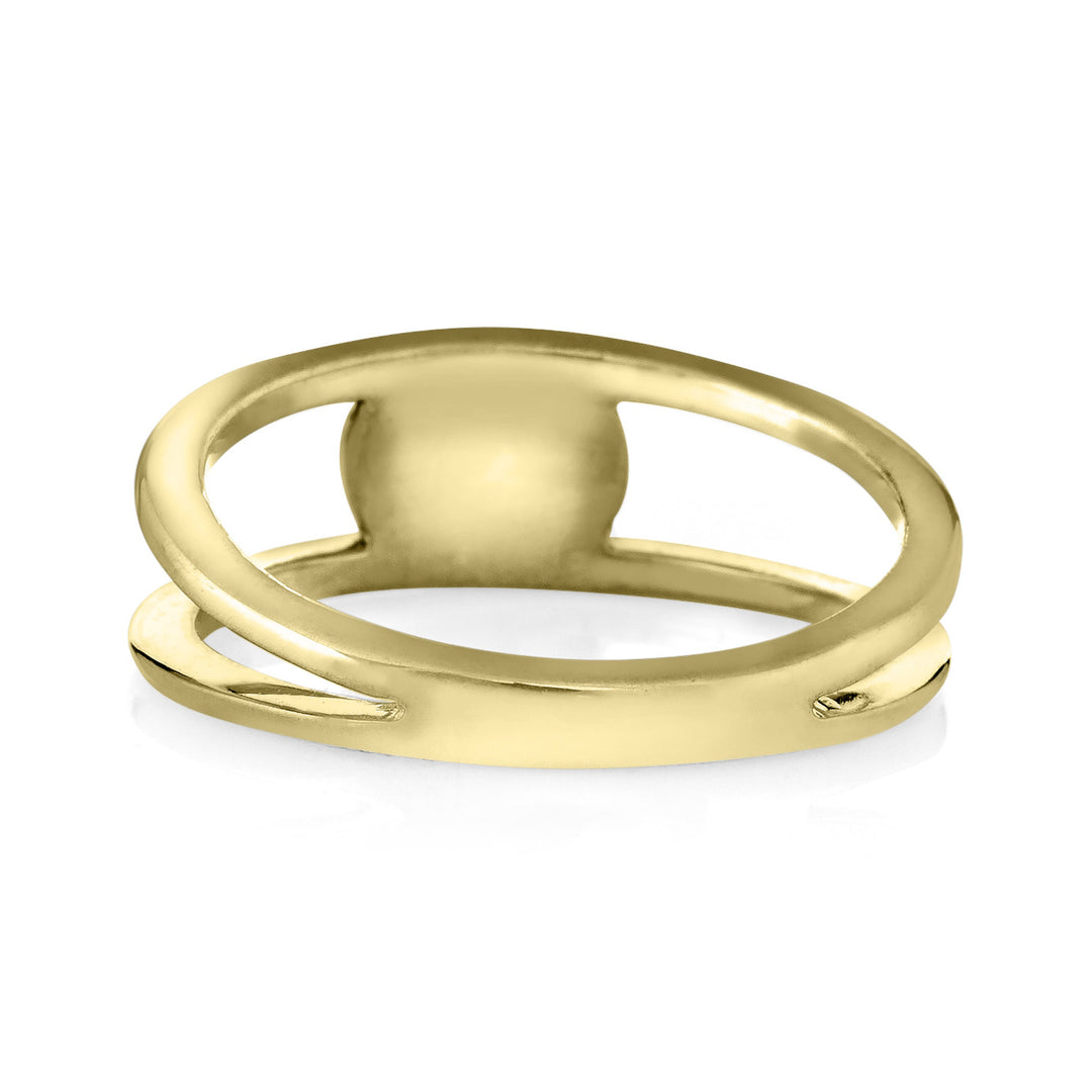 This is a photo of the Twin Band Cremains Ring set with ashes by close by me jewelry in 14K Yellow Gold from the back