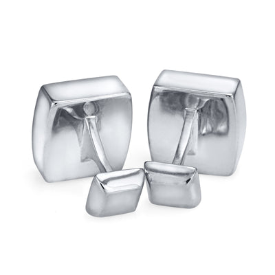 Square Cremation Cufflinks in 14K White Gold