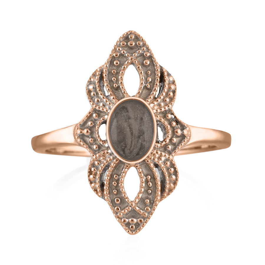 Front of Close By Me's WWII Small Setting Cremation Ring in 14K Rose Gold on a solid white background.
