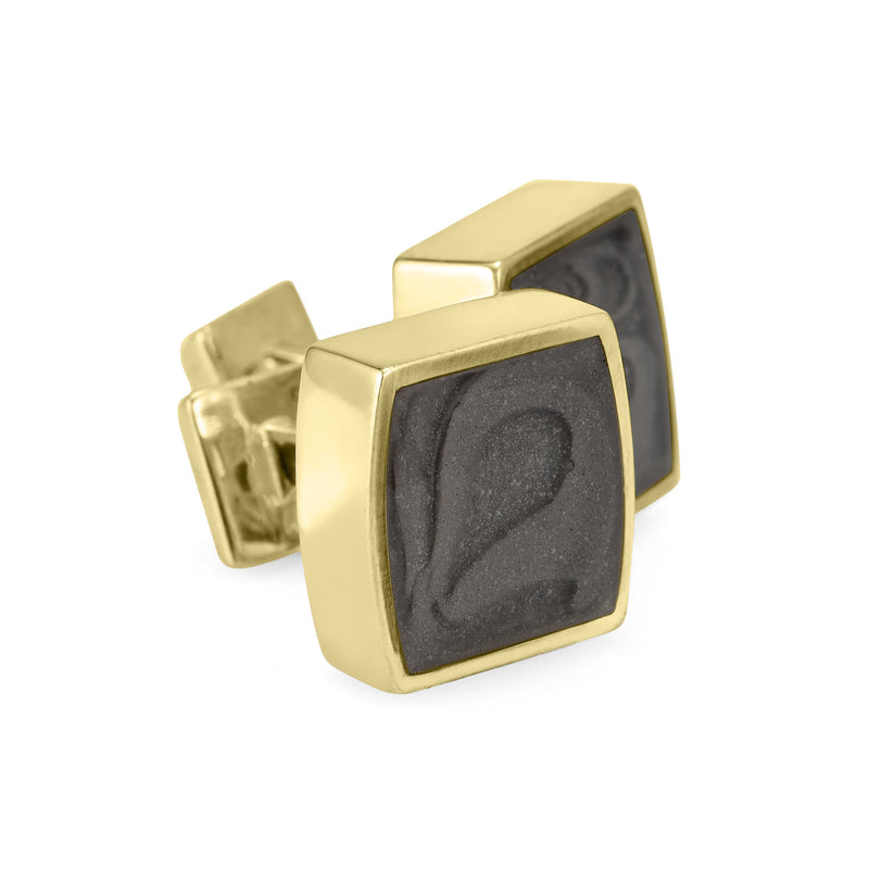 Square Cremation Cufflinks in 14K Yellow Gold